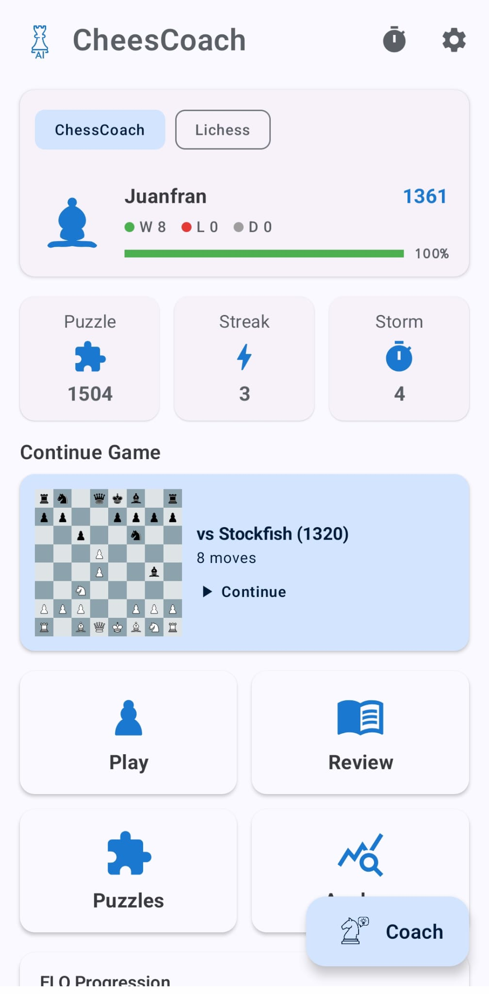 Main Screen - Dashboard and quick access